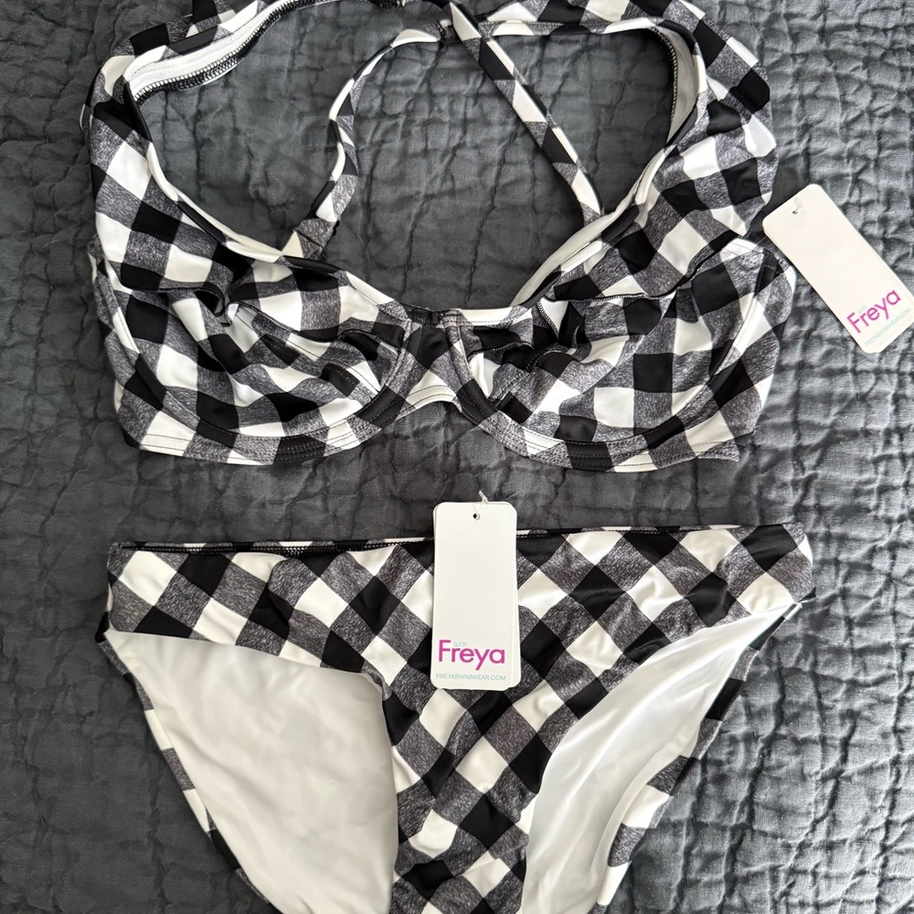 Freya Black and White Checkered Bikini